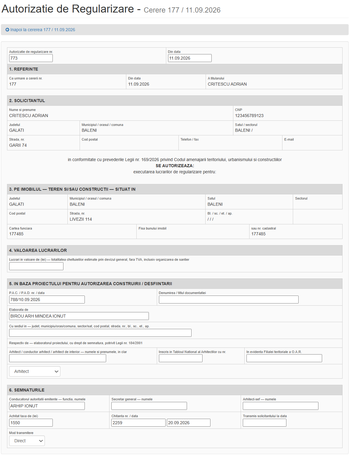 Autorizatie de Regularizare